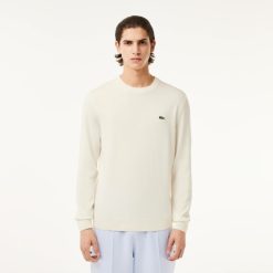 Pullovers | LACOSTE Pull A Col Rond En Coton Uni