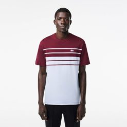 T-Shirts | LACOSTE T-Shirt En Jersey A Rayures Fabrique En France