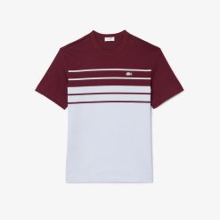 T-Shirts | LACOSTE T-Shirt En Jersey A Rayures Fabrique En France