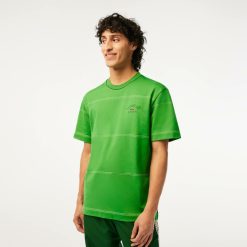 T-Shirts | LACOSTE T-Shirt Homme Lacoste A Rayures En Jersey De Coton Biologique