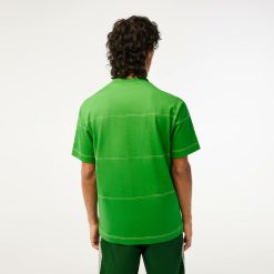 T-Shirts | LACOSTE T-Shirt Homme Lacoste A Rayures En Jersey De Coton Biologique