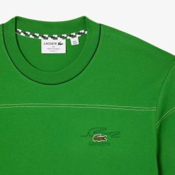 T-Shirts | LACOSTE T-Shirt Homme Lacoste A Rayures En Jersey De Coton Biologique