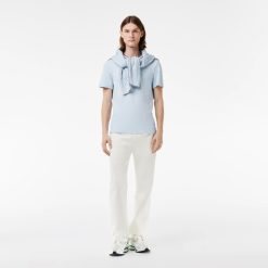 T-Shirts | LACOSTE T-Shirt En Pique Stretch A Col Raye