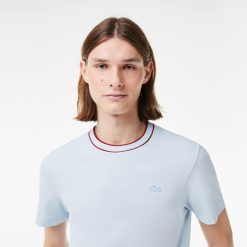 T-Shirts | LACOSTE T-Shirt En Pique Stretch A Col Raye