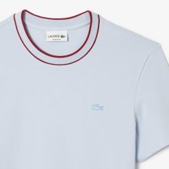 T-Shirts | LACOSTE T-Shirt En Pique Stretch A Col Raye