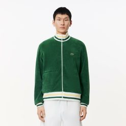 Survetements | LACOSTE Sweatshirt Zippe Paris En Eponge Col Montant