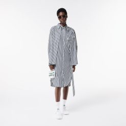 Robes & Jupes | LACOSTE Robe Chemise Oversize En Popeline De Coton Rayee