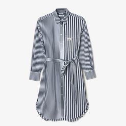 Robes & Jupes | LACOSTE Robe Chemise Oversize En Popeline De Coton Rayee