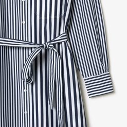 Robes & Jupes | LACOSTE Robe Chemise Oversize En Popeline De Coton Rayee