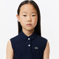 Vetements Fille | LACOSTE Robe Polo Fille Lacoste Avec Taille Cintree En Pique Stretch