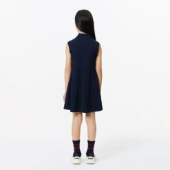 Vetements Fille | LACOSTE Robe Polo Fille Lacoste Avec Taille Cintree En Pique Stretch