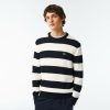 Pullovers | LACOSTE Pull Homme Raye Lacoste En Jersey De Coton Biologique