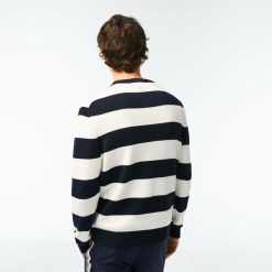 Pullovers | LACOSTE Pull Homme Raye Lacoste En Jersey De Coton Biologique