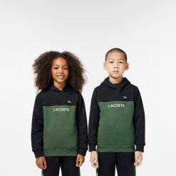 Vetements Garcon | LACOSTE Sweatshirt A Capuche Enfant Lacoste En Molleton Coton Biologique