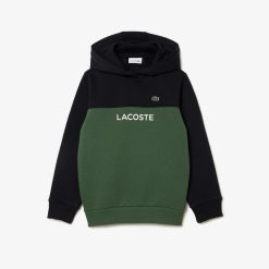 Vetements Garcon | LACOSTE Sweatshirt A Capuche Enfant Lacoste En Molleton Coton Biologique