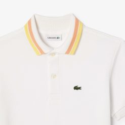 Vetements Garcon | LACOSTE Polo Garcon Lacoste Avec Col Tricolore En Petit Pique De Coton