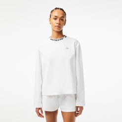 T-Shirts | LACOSTE T-Shirt Manches Longues Femme Lacoste Oversize Fit Avec Col Sigle