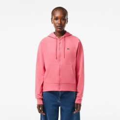 Sweatshirts | LACOSTE Sweatshirt Zippe A Capuche Jogger Femme Lacoste En Molleton Biologique