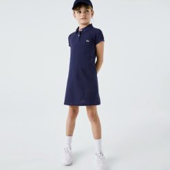 Vetements Fille | LACOSTE Robe Polo Fille En Pique De Coton Uni