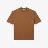 T-Shirts | LACOSTE T-Shirt Unie Loose Fit Avec Grand Crocodile Coton Epais