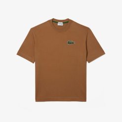 T-Shirts | LACOSTE T-Shirt Unie Loose Fit Avec Grand Crocodile Coton Epais