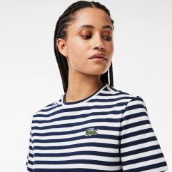 T-Shirts | LACOSTE T-Shirt Femme Loose Fit Lacoste A Rayures En Jersey De Coton