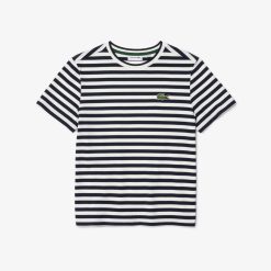 T-Shirts | LACOSTE T-Shirt Femme Loose Fit Lacoste A Rayures En Jersey De Coton