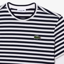 T-Shirts | LACOSTE T-Shirt Femme Loose Fit Lacoste A Rayures En Jersey De Coton