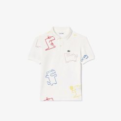 Vetements Fille | LACOSTE Polo En Mini Pique Avec Imprime Crocodile