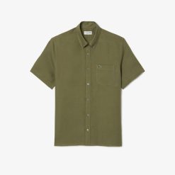 Chemises | LACOSTE Chemise A Manches Courtes Homme Lacoste En Lin