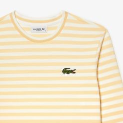 T-Shirts | LACOSTE T-Shirt Manches Longues Femme Lacoste A Rayures En Jersey De Coton