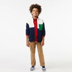 Vetements Garcon | LACOSTE Polo Regular Fit A Manches Longues Enfant Lacoste En Petit Pique Uni