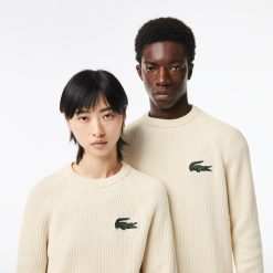 Pullovers | LACOSTE Pull Col Rond Unie Lacoste En Coton Biologique