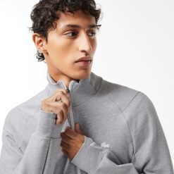 Sweatshirts | LACOSTE Sweatshirt Jogger Zippe Uni A Col Montant En Coton Melange