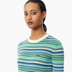 Pullovers | LACOSTE Pull Manches Courtes Raye En Coton