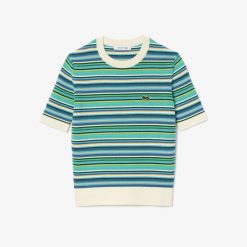 Pullovers | LACOSTE Pull Manches Courtes Raye En Coton