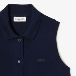 Robes & Jupes | LACOSTE Robe Polo Longue Sans Manches En Pique De Coton Stretch