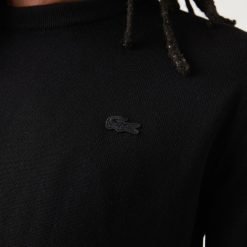 Pullovers | LACOSTE Pull A Col Rond En Laine Merinos Unie