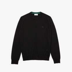 Pullovers | LACOSTE Pull A Col Rond En Laine Merinos Unie