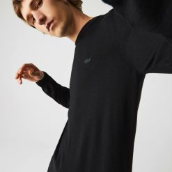 Pullovers | LACOSTE Pull A Col Rond En Laine Merinos Unie