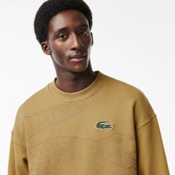 Sweatshirts | LACOSTE Sweatshirt Jogger Col Rond Homme Lacoste Loose Fit Imprime Crocodile