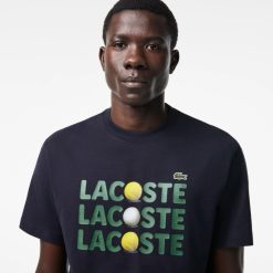 T-Shirts | LACOSTE T-Shirt En Coton Epais Imprime Balles