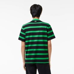 T-Shirts | LACOSTE T-Shirt A Rayures En Coton Avec Imprime 3D