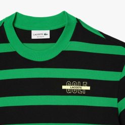 T-Shirts | LACOSTE T-Shirt A Rayures En Coton Avec Imprime 3D