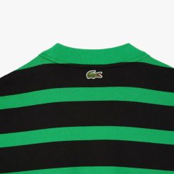 T-Shirts | LACOSTE T-Shirt A Rayures En Coton Avec Imprime 3D