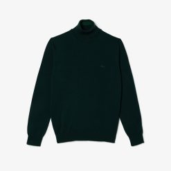 Pullovers | LACOSTE Pull A Col Roule En Laine Merinos Unie