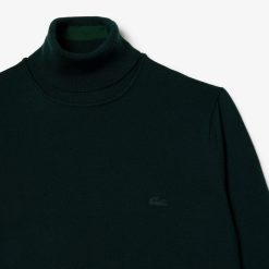 Pullovers | LACOSTE Pull A Col Roule En Laine Merinos Unie