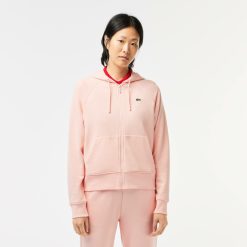 Sweatshirts | LACOSTE Sweatshirt Zippe A Capuche Jogger Femme Lacoste En Molleton Biologique