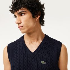 Pullovers | LACOSTE Pull Sans Manche Torsade En Coton Melange