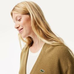 Pullovers | LACOSTE Cardigan Femme Lacoste Col En V En Laine